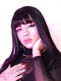 Transsexual girlfriends with large chests show off their phone numbers on webcam.