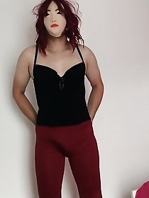 Black top and red pants a sexy outfit for sure