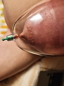 Sissy gets sprayed on her tits with hot semen